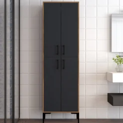 Wandkast Berlin Melamine Walnoot Antraciet