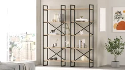 Wandkast Dusan 143,5cm Naturel/zwart Metaal - Giga Meubel