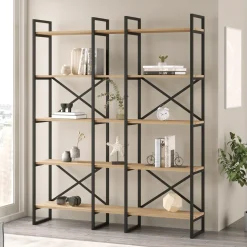 Wandkast Dusan 143,5cm Naturel/zwart Metaal - Giga Meubel
