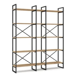 Wandkast Dusan 143,5cm Naturel/zwart Metaal - Giga Meubel