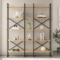 Wandkast Dusan 143,5cm Naturel/zwart Metaal - Giga Meubel