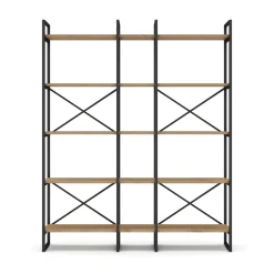 Wandkast Dusan 143,5cm Naturel/zwart Metaal - Giga Meubel