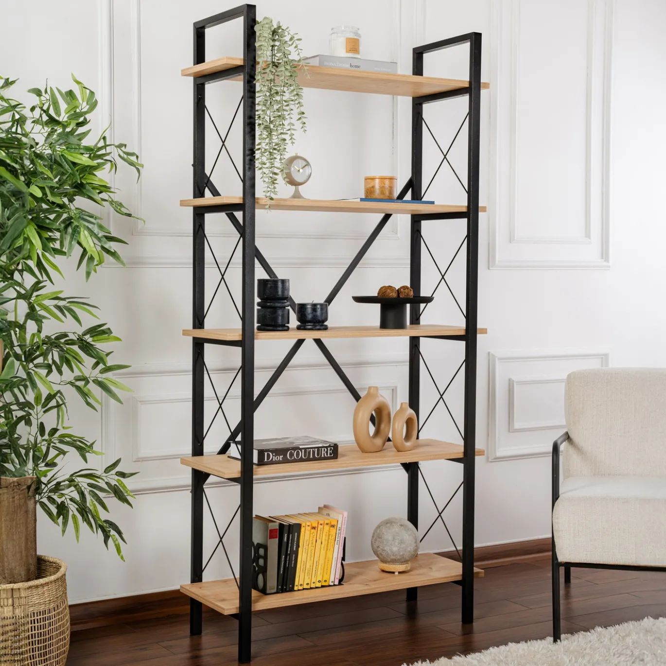 Wandkast Elysian Naturel/Zwart 180cm