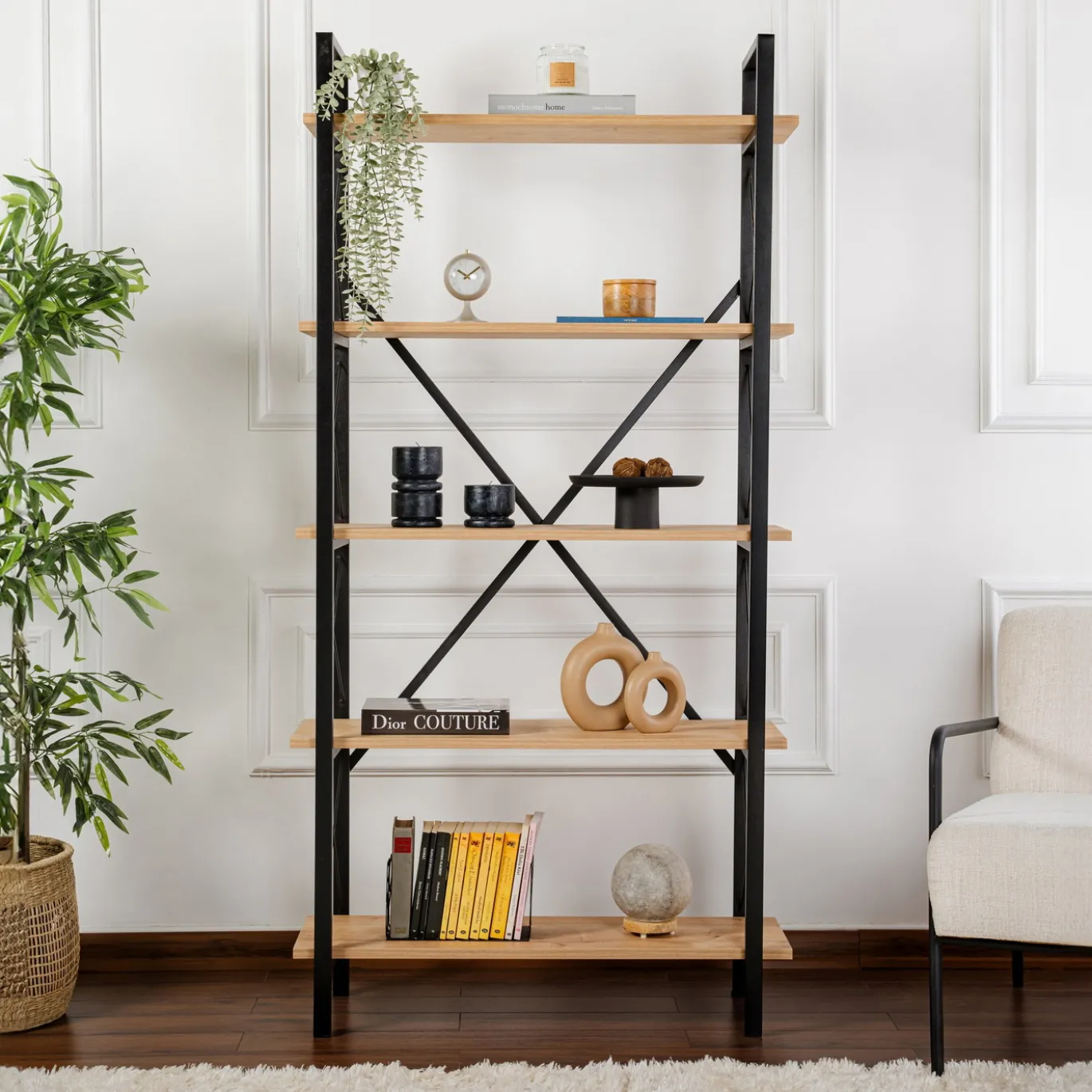 Wandkast Elysian Naturel/Zwart 180cm