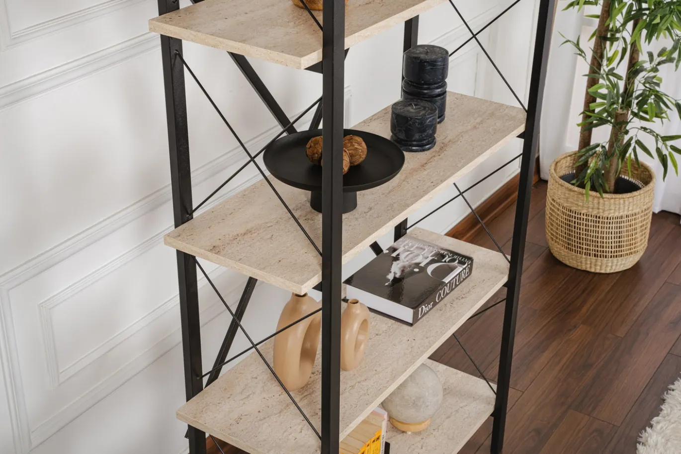 Wandkast Elysian Travertinlook/Zwart 180cm