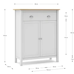 Wandkastje Misti 2d1dr Wit/eiken - Giga Meubel