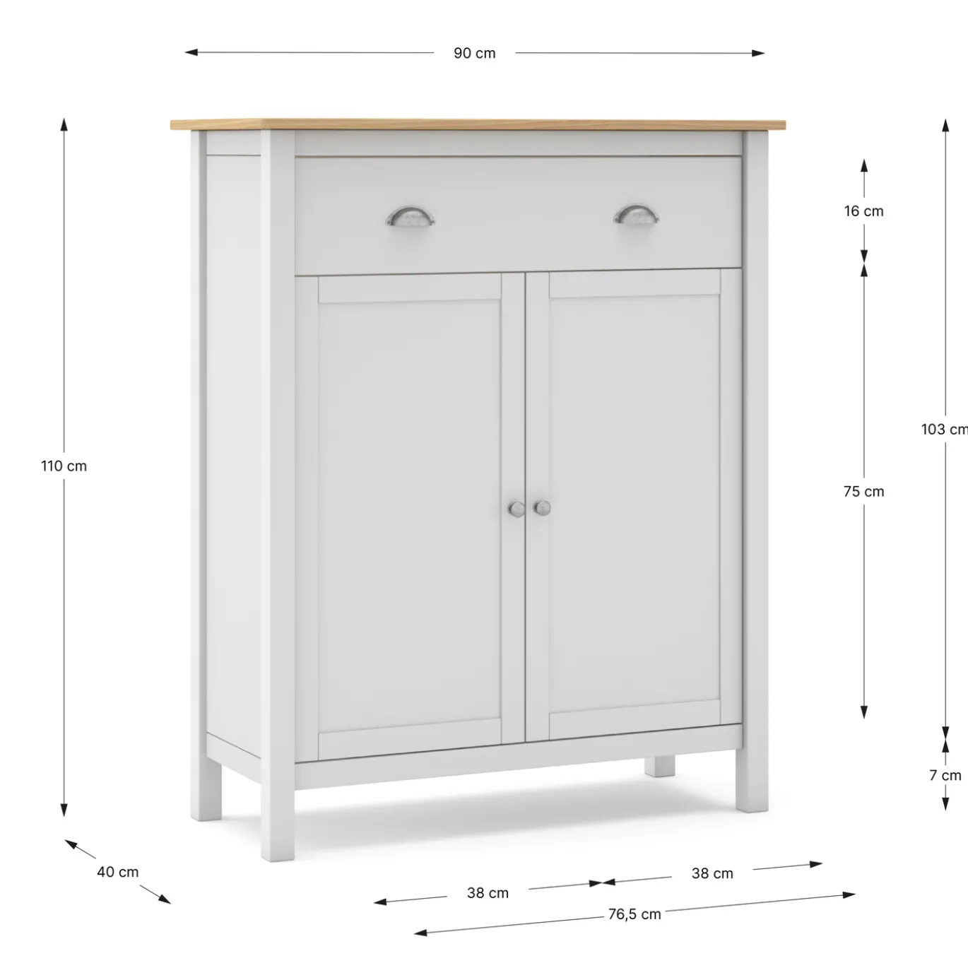 Wandkastje Misti 2d1dr Wit/eiken - Giga Meubel