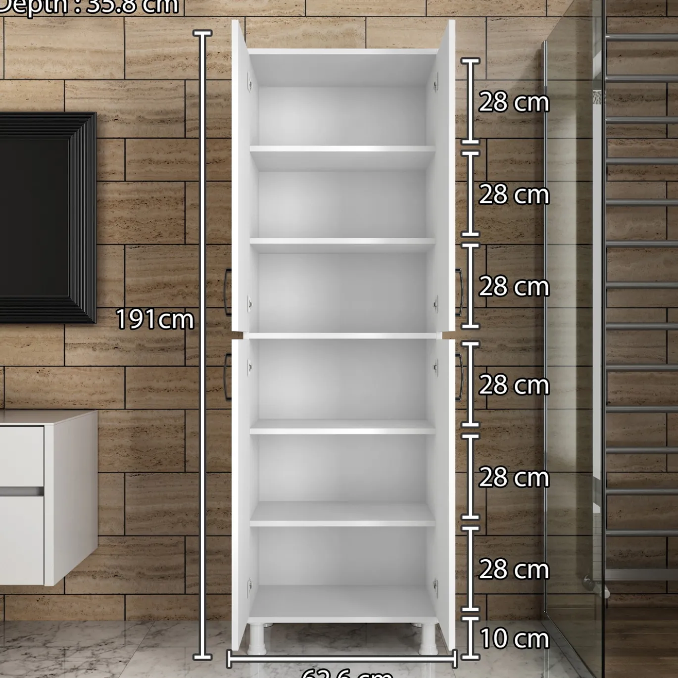 Wandkast Malatya Wit 191cm