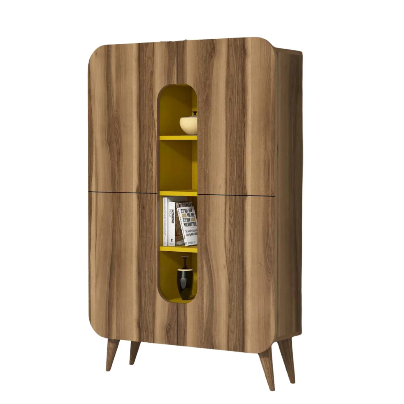 Wandkast Mine Melamine Walnoot Geel