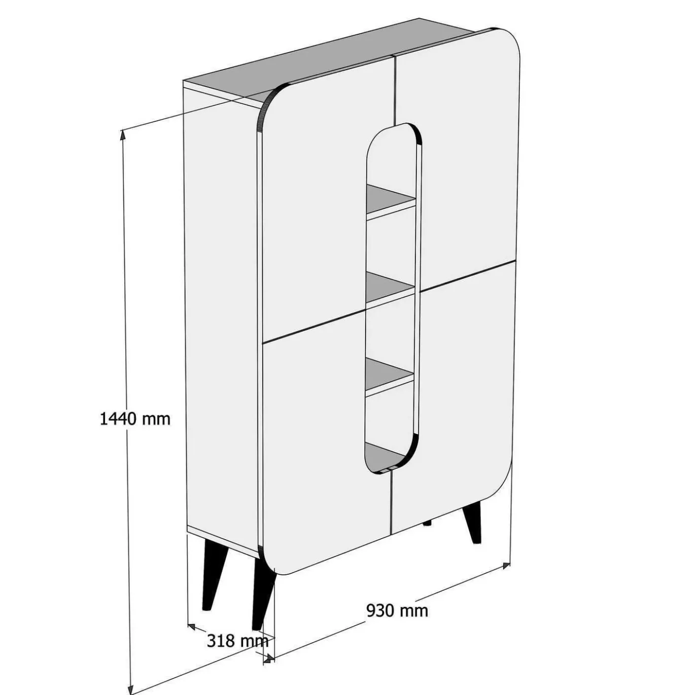 Wandkast Mine Melamine Walnoot Geel