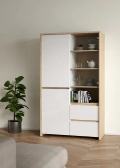 Wandkast Next Jackson Hickory Wit Hoogglans - Giga Living