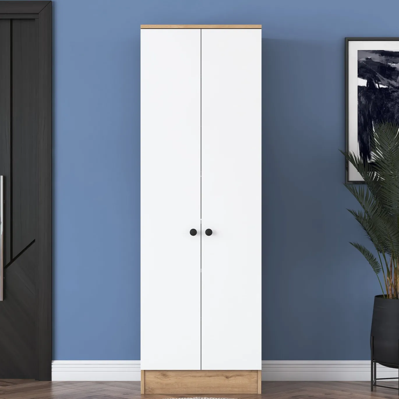 Wandkast Pozanti Wit/Walnoot