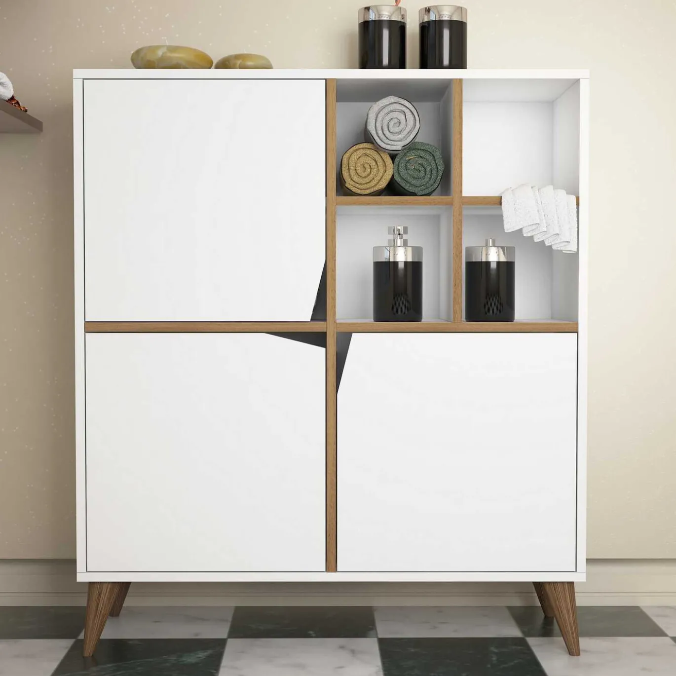 Wandkast Pulse Melamine Wit Walnoot
