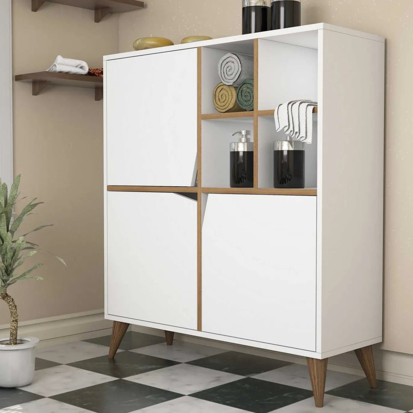 Wandkast Pulse Melamine Wit Walnoot