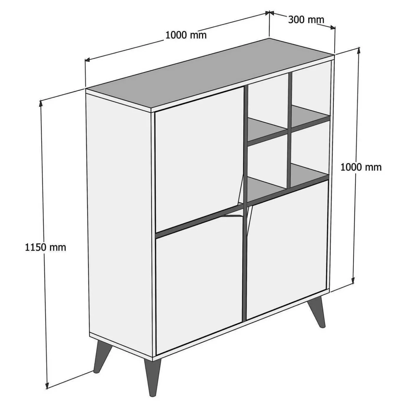 Wandkast Pulse Melamine Wit Walnoot