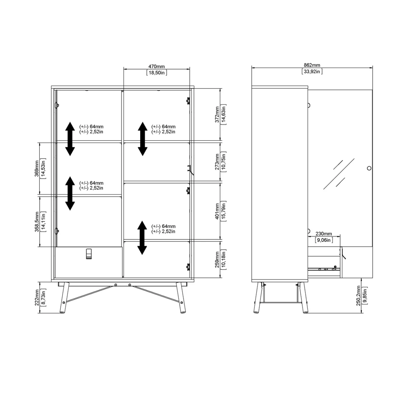 Wandkast Ry Noten Mat Zwart - Giga Living