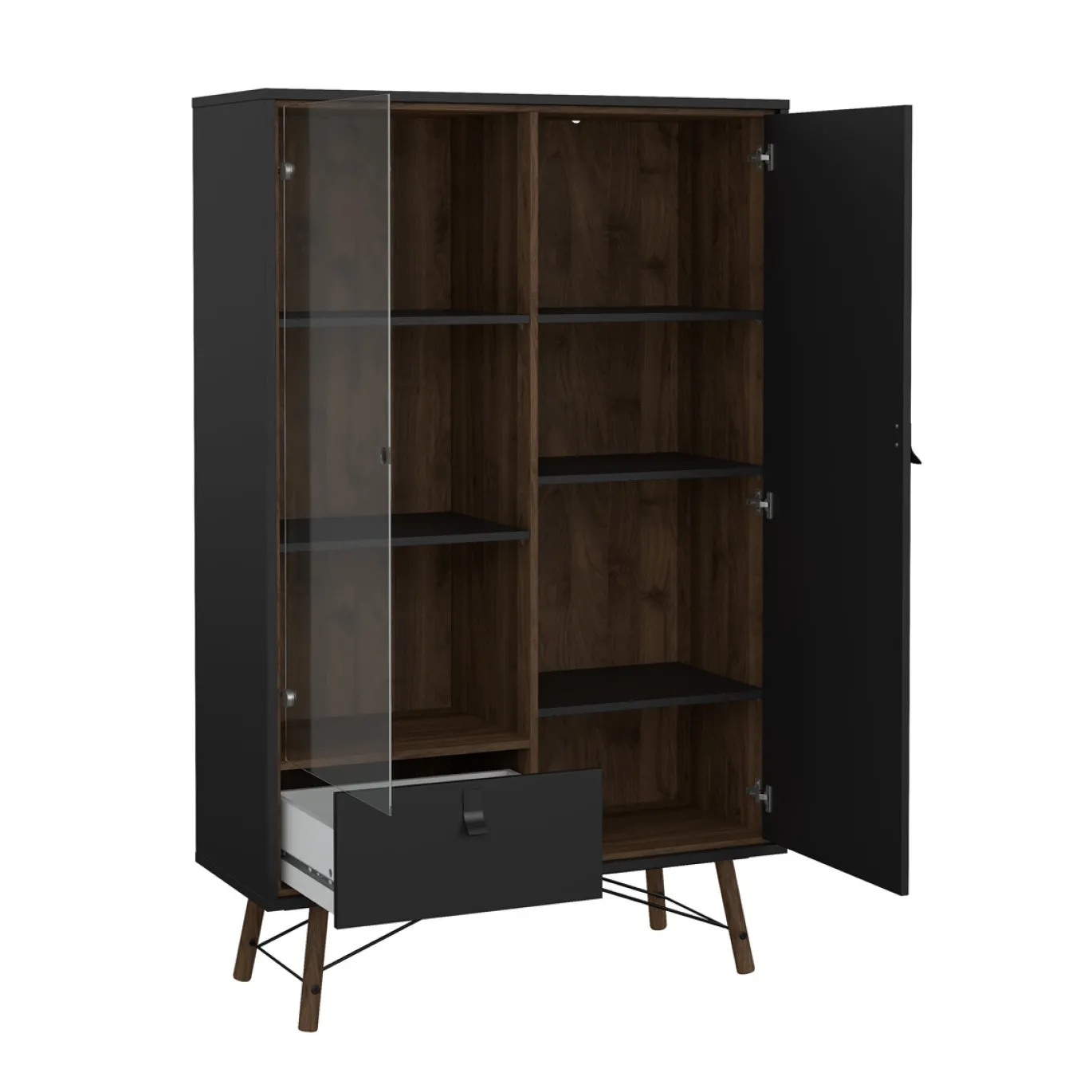 Wandkast Ry Noten Mat Zwart - Giga Living
