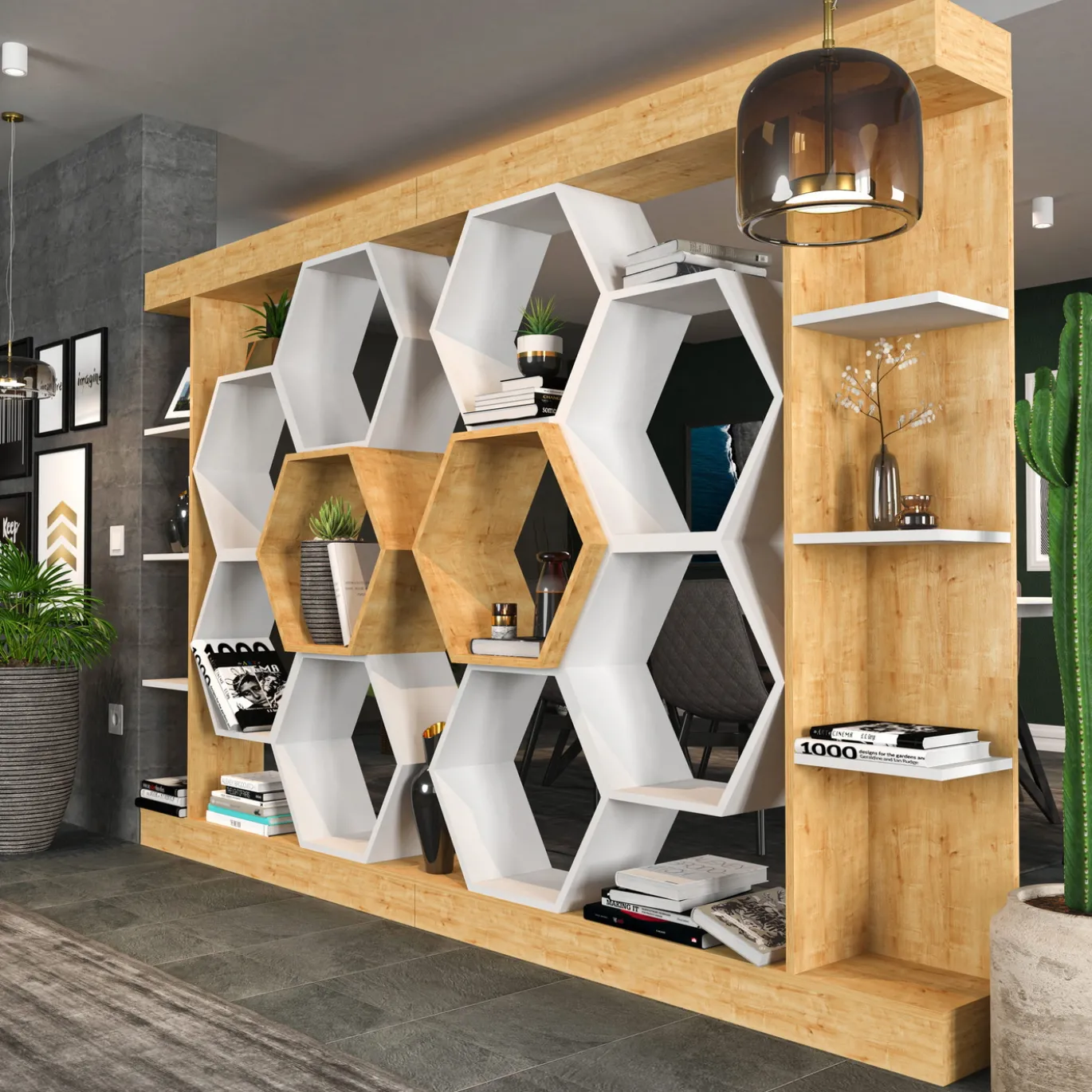 Wandkast Sueno Naturel/Wit