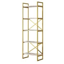 Wandkast Vigaro Wit Marmerlook/Goud 58x175cm