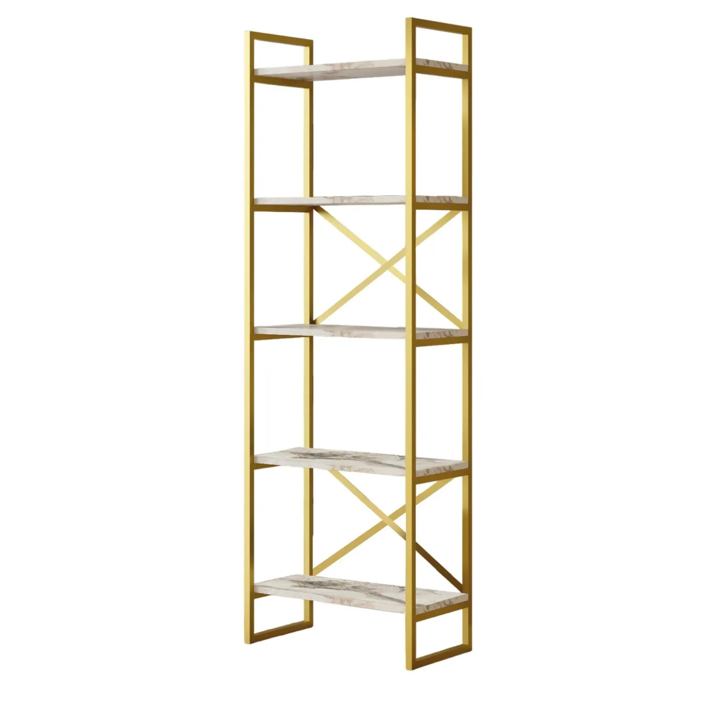Wandkast Vigaro Wit Marmerlook/Goud 58x175cm