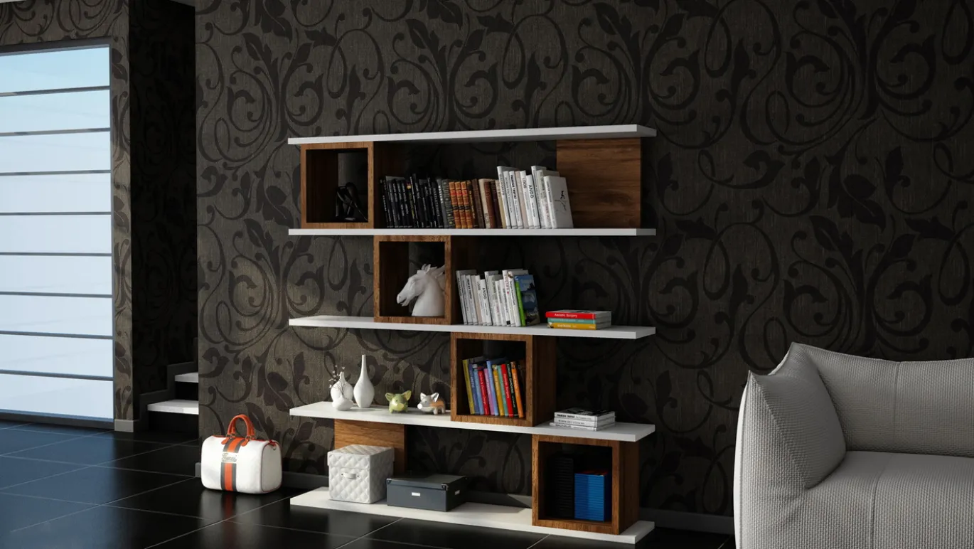 Wandkast Wind Wit/Walnoot 120cm