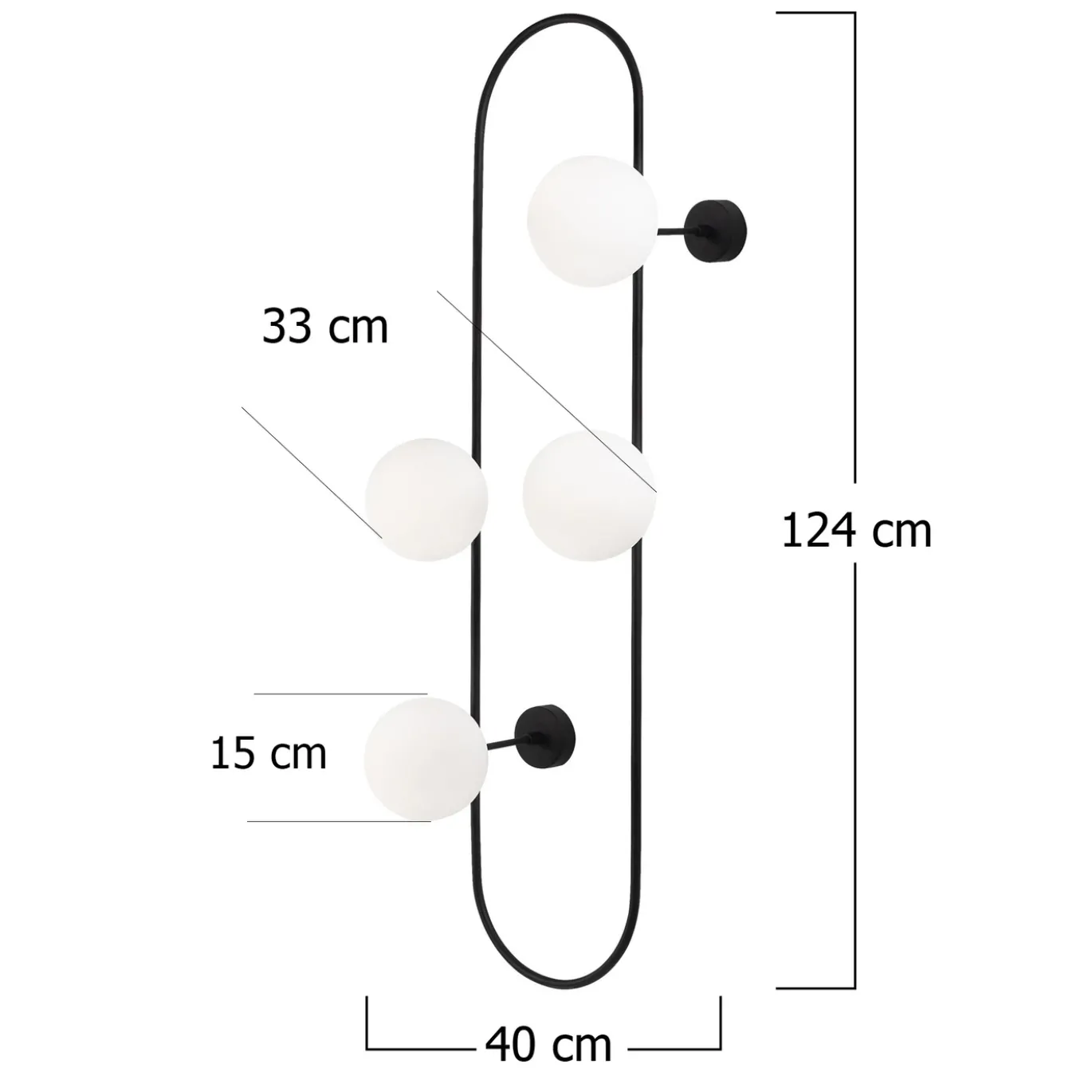 Wandlamp Abaküs 4-Lichts Wit/Zwart