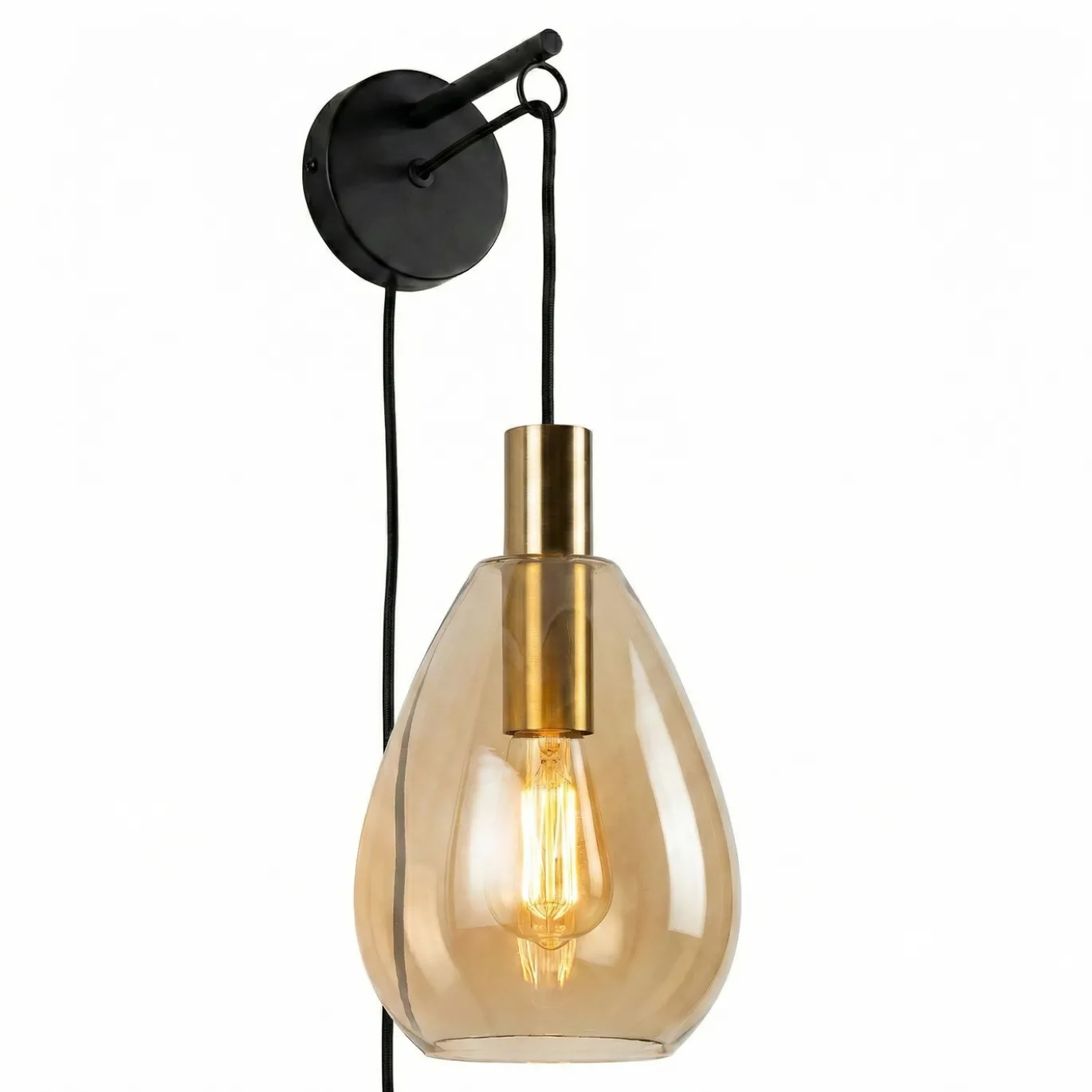 Wandlamp Anita 1-Lichts Amber Glas - Giga Meubel