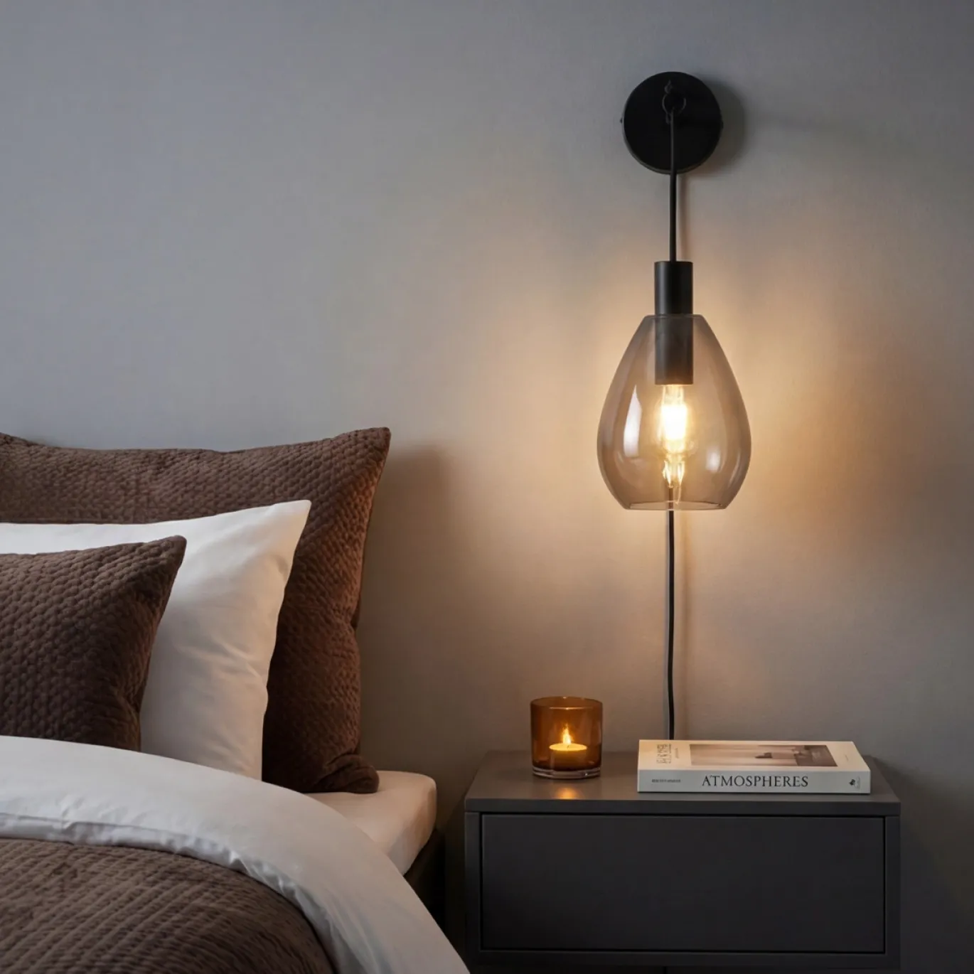 Wandlamp Anita 1-Lichts Smoke Glas - Giga Meubel
