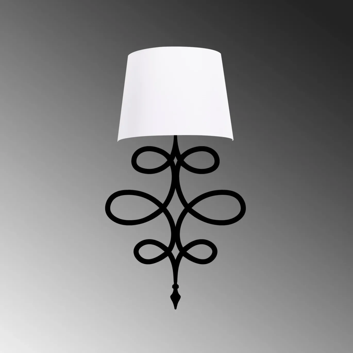 Wandlamp Asaf Curl Wit/Zwart