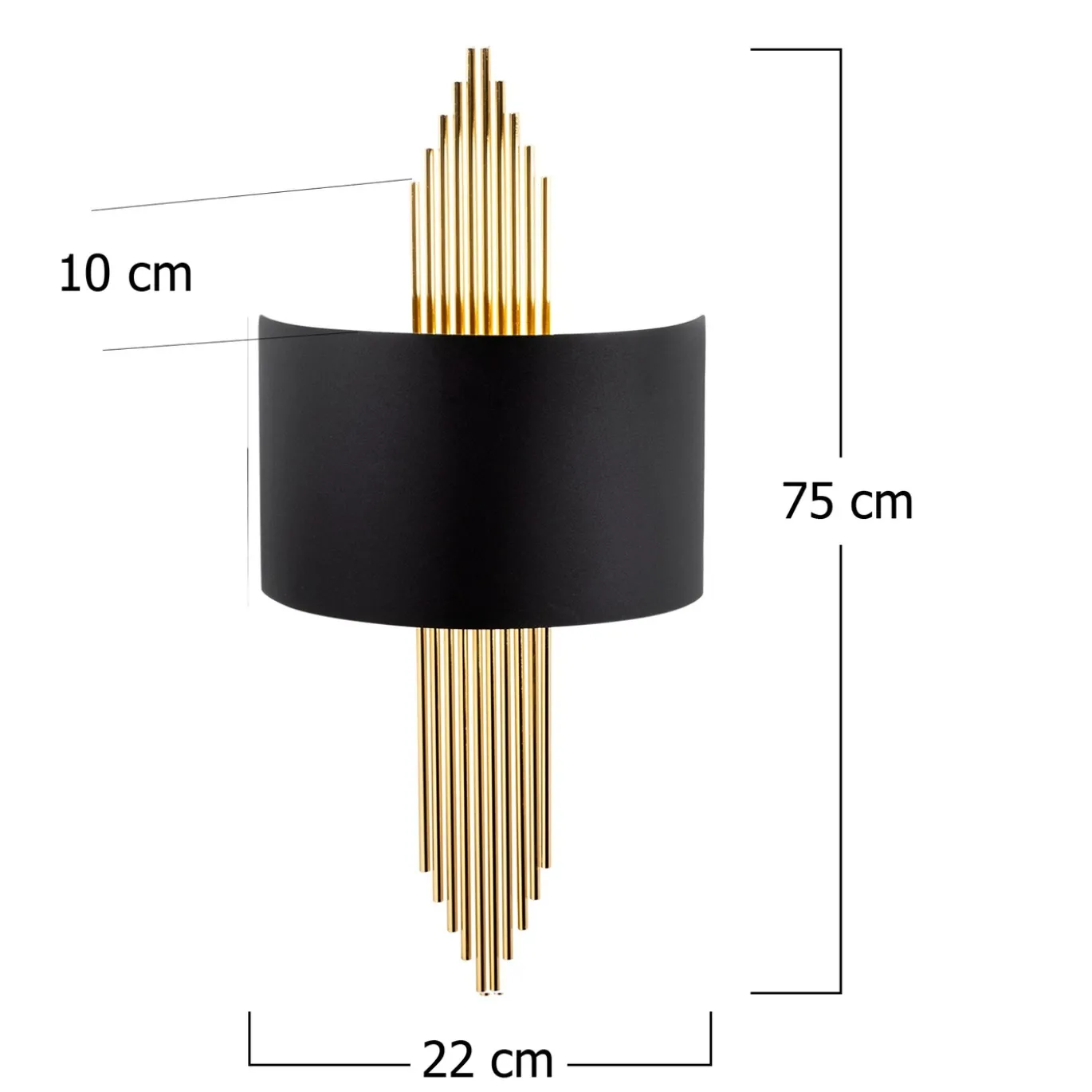 Wandlamp Avdan Curve Goud/Zwart