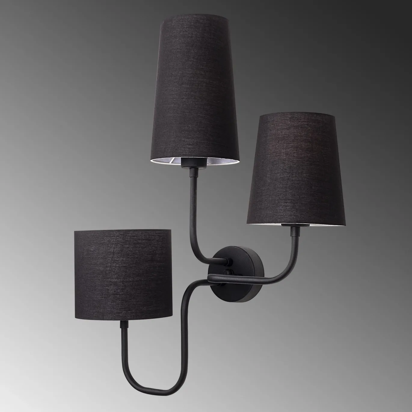 Wandlamp Catal 3-Lichts Zwart