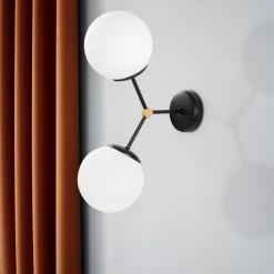 Wandlamp Damar 2-Lichts Zwart