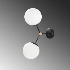 Wandlamp Damar 2-Lichts Zwart