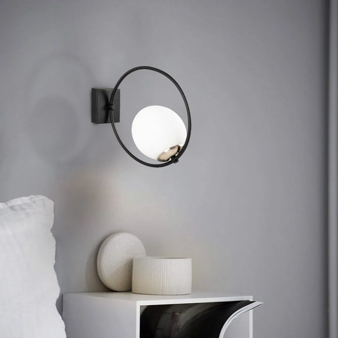 Wandlamp Dolunay Zwart/Wit