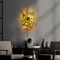 Wandlamp Flower Faced Zwart