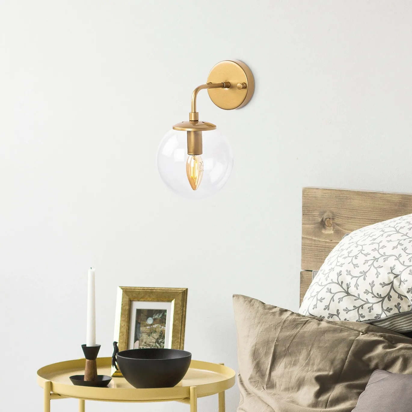 Wandlamp Horn Goud/Glas
