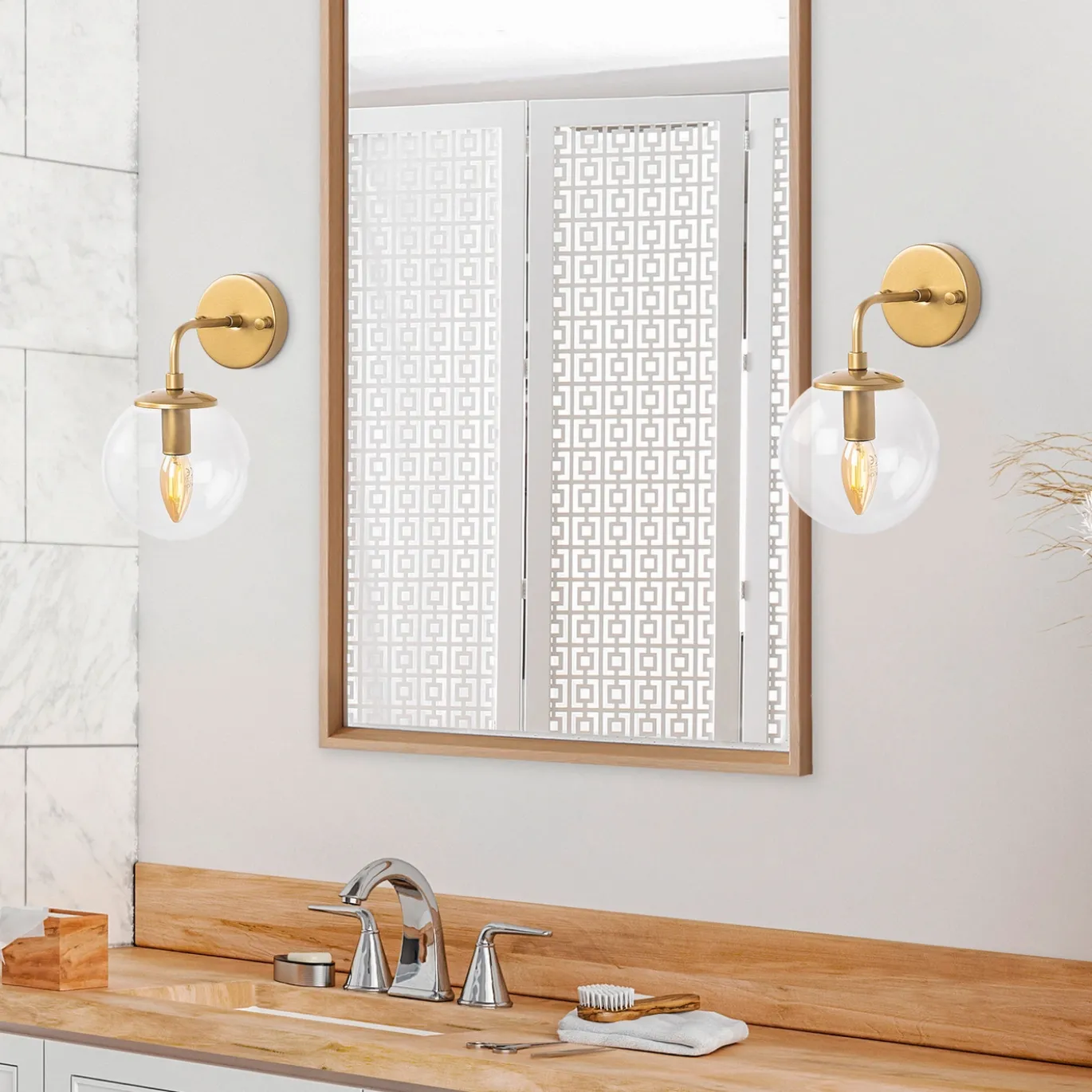 Wandlamp Horn Goud/Glas