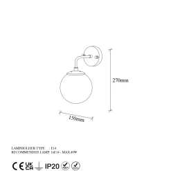 Wandlamp Horn Goud/Glas