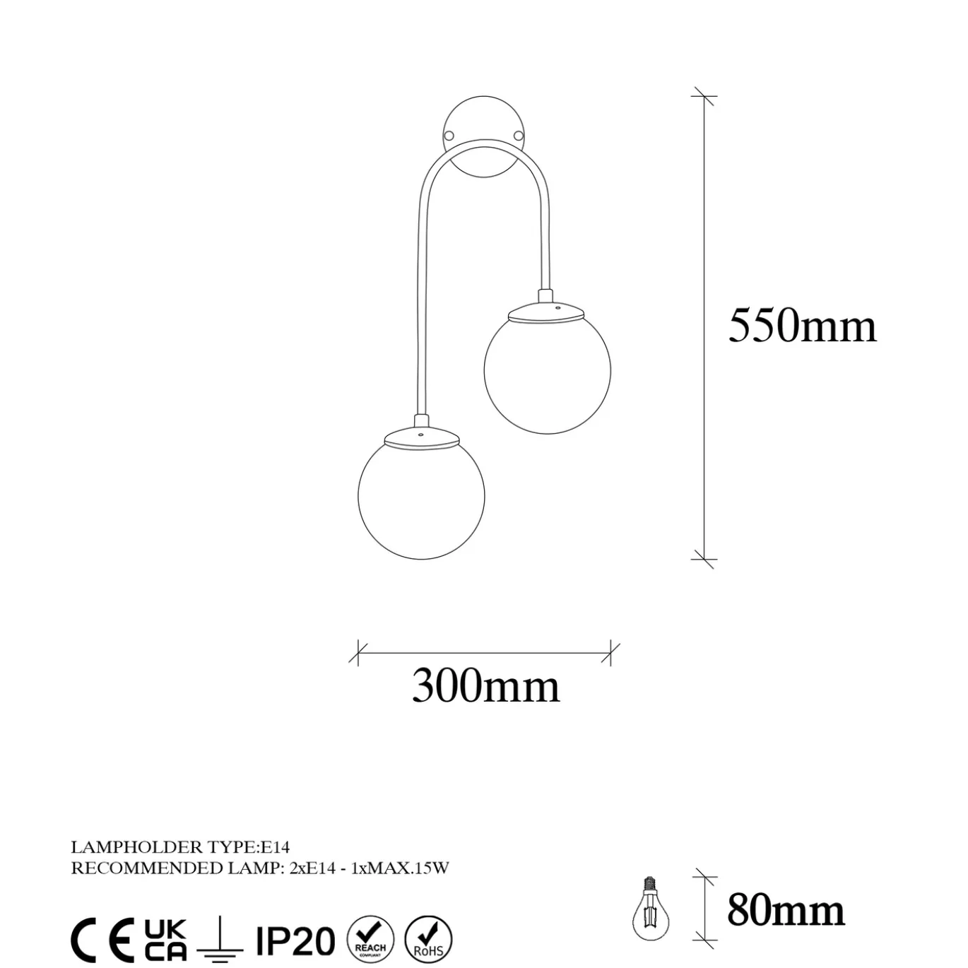 Wandlamp Jewel 2-Lichts Shiny Goud