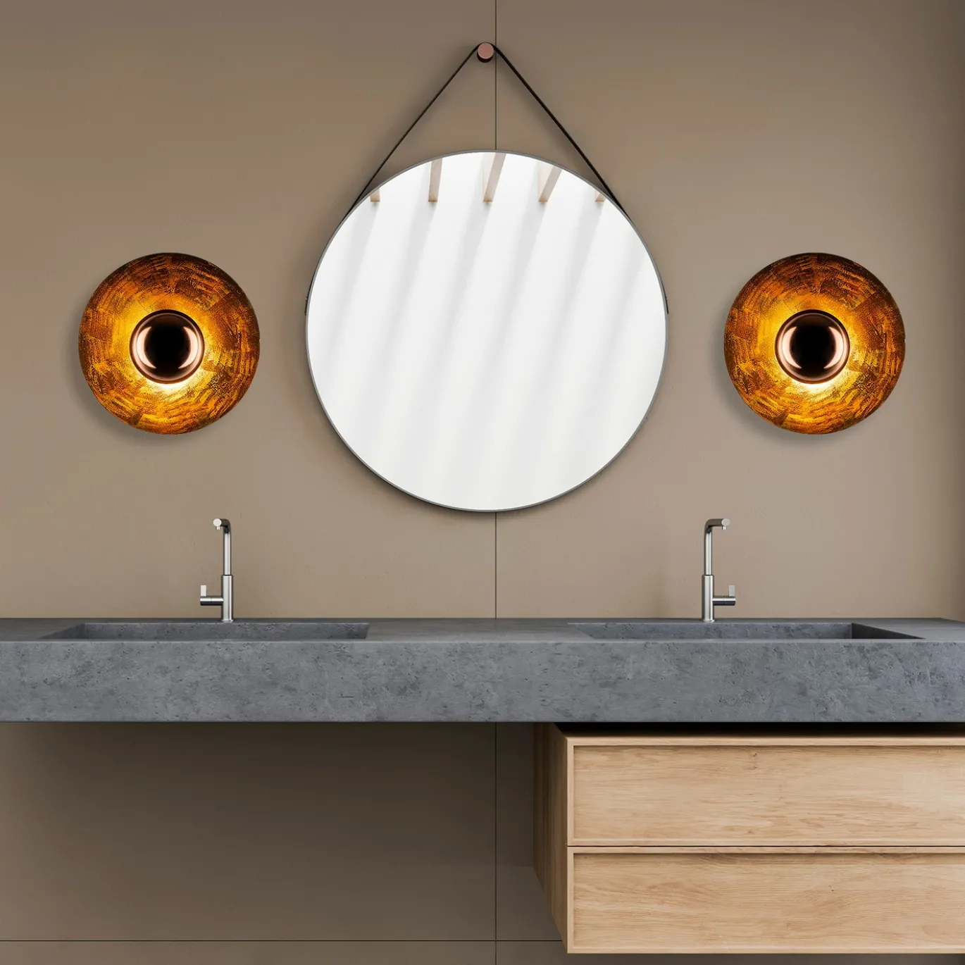 Wandlamp Kurt Koper Ø38cm