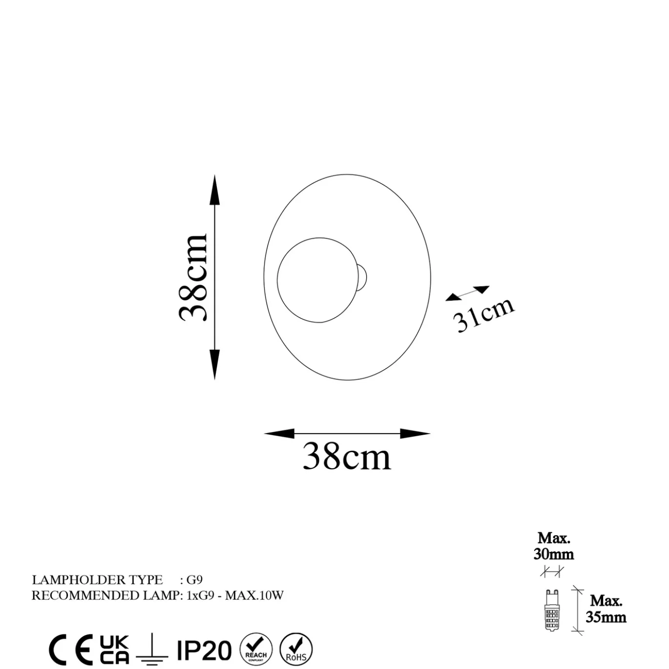 Wandlamp Kurt Koper Ø38cm