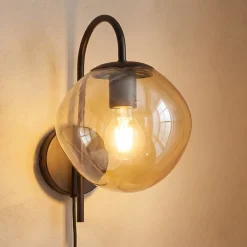 Wandlamp Mats 1-Lichts Amber Glas - Giga Meubel
