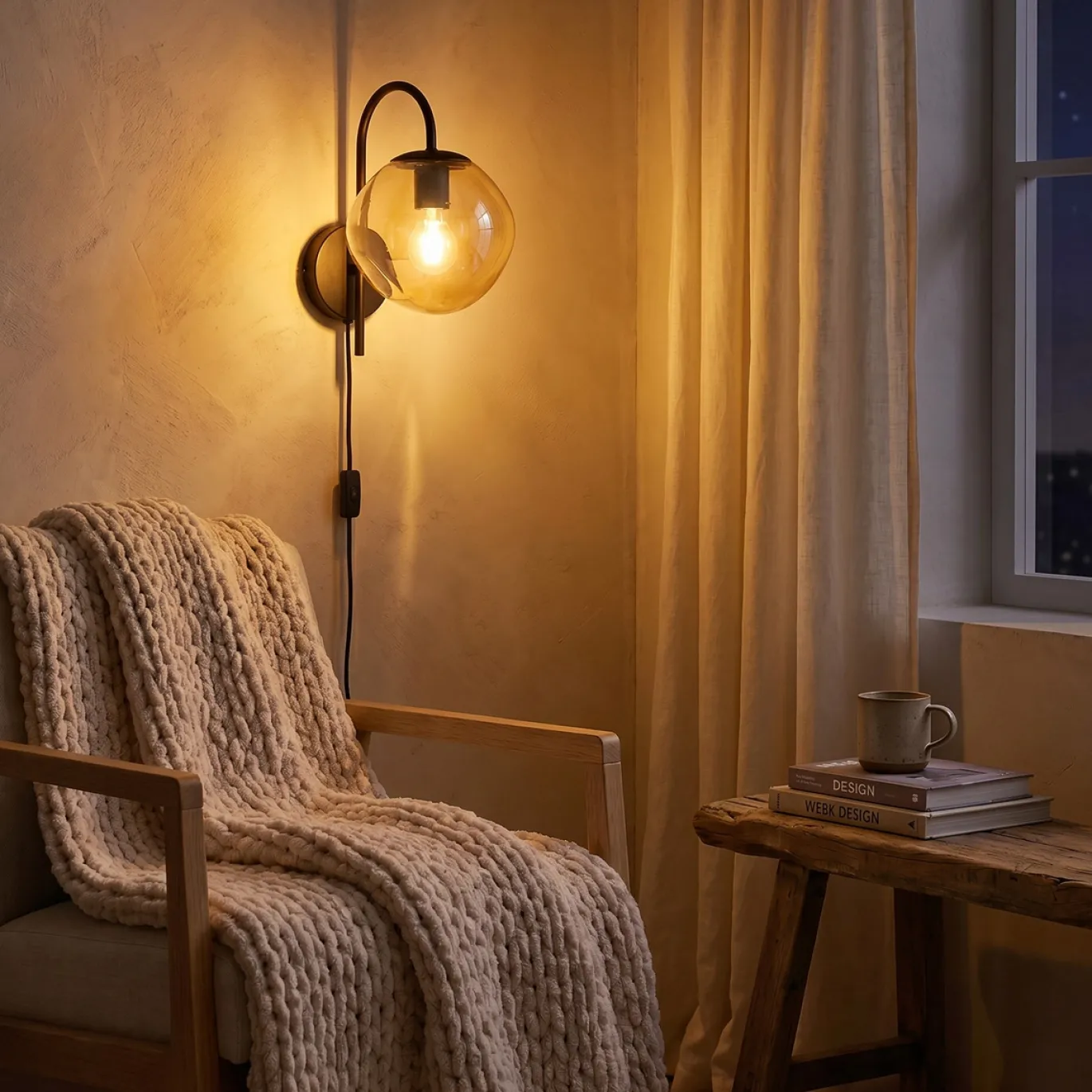 Wandlamp Mats 1-Lichts Amber Glas - Giga Meubel