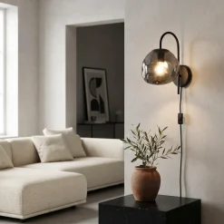 Wandlamp Mats 1-Lichts Smoke Glas - Giga Meubel