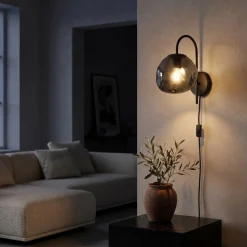Wandlamp Mats 1-Lichts Smoke Glas - Giga Meubel