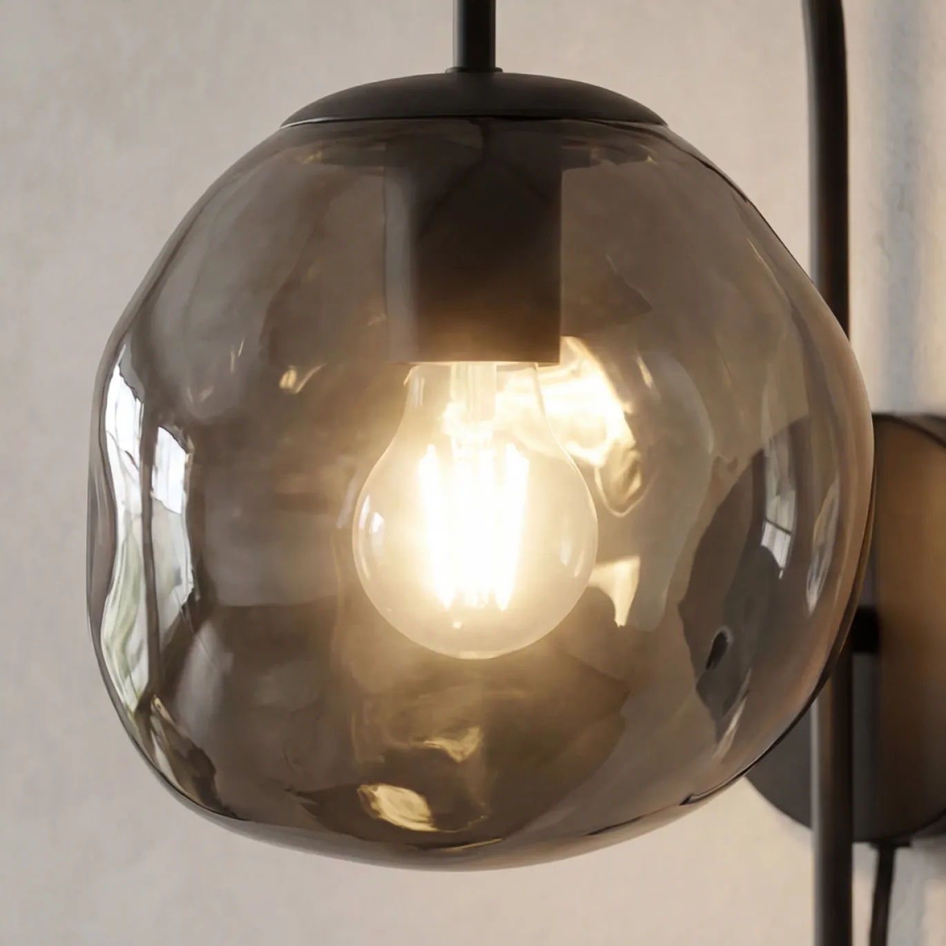 Wandlamp Mats 1-Lichts Smoke Glas - Giga Meubel