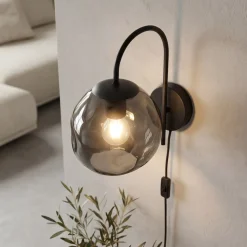 Wandlamp Mats 1-Lichts Smoke Glas - Giga Meubel