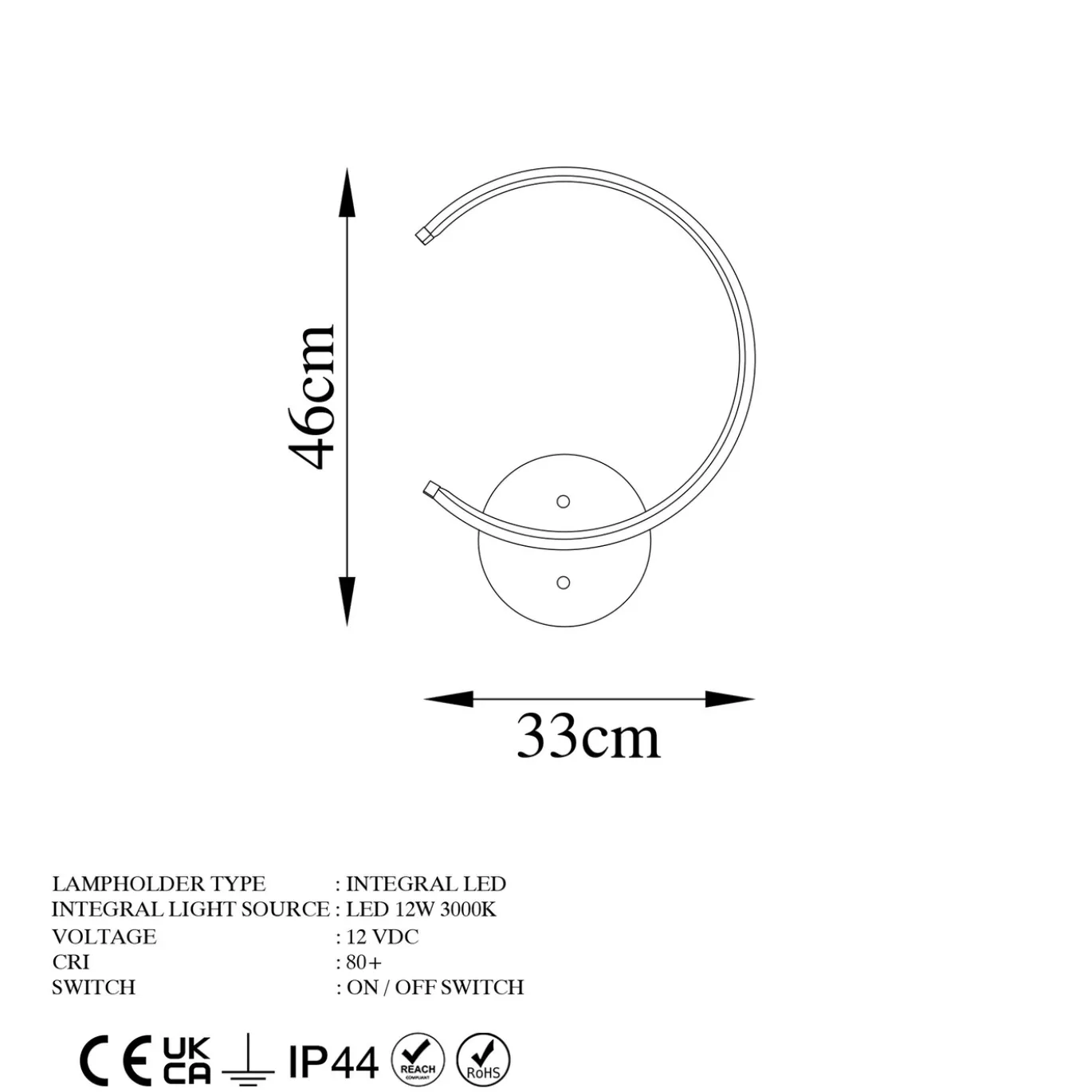 Wandlamp Moon Zwart