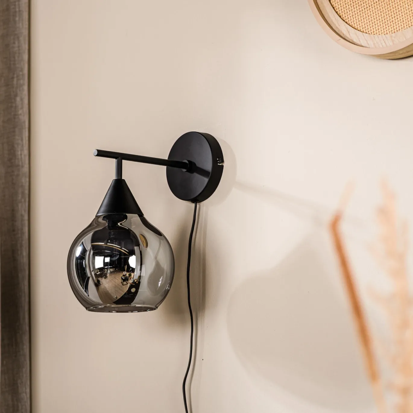 Wandlamp Pleun 1-Lichts Smoke Glas - Giga Meubel