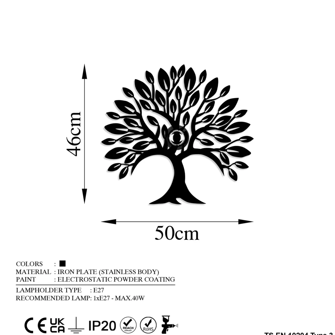 Wandlamp Tree Zwart